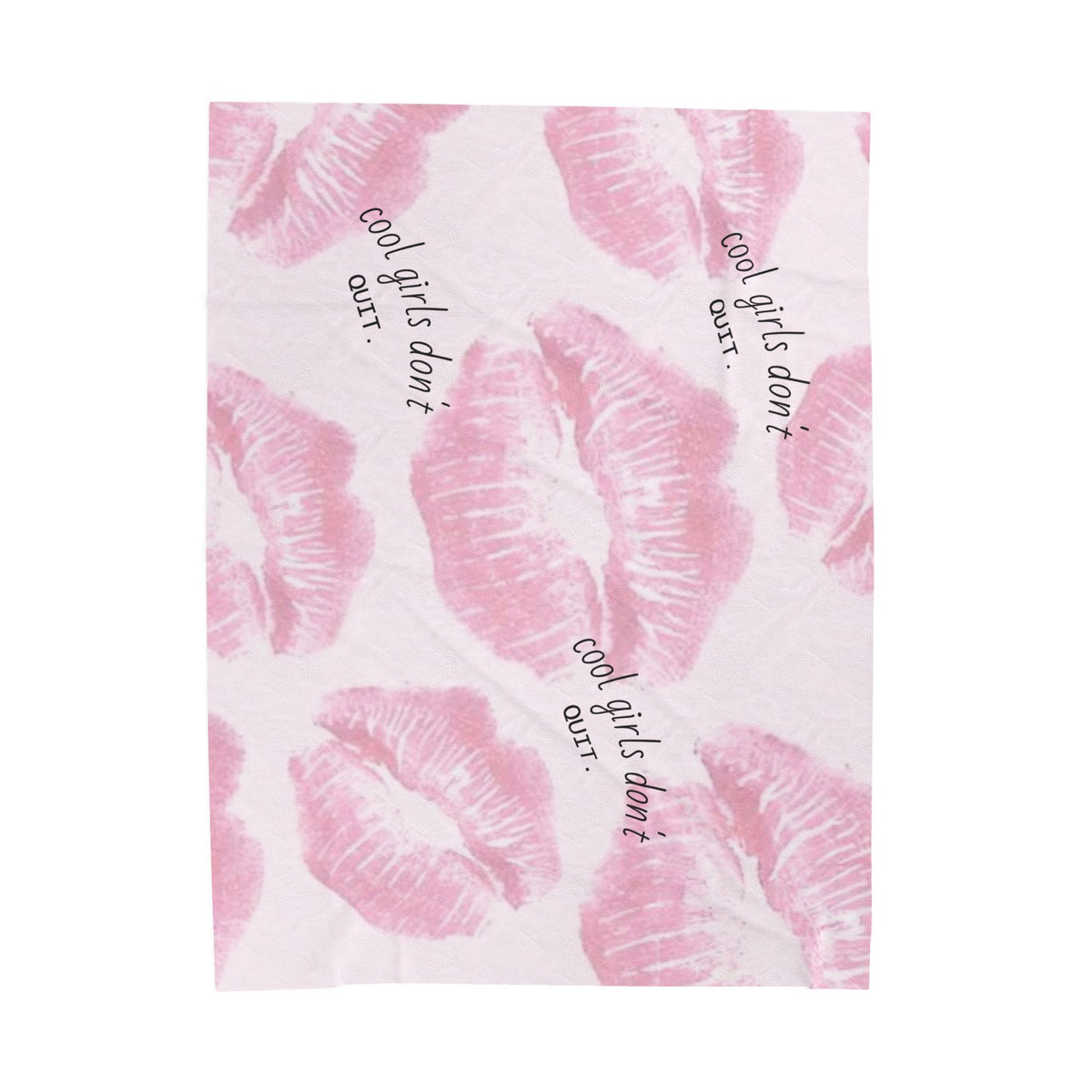 Velveteen Plush Blanket - Pink Kiss Print "cool girls don&