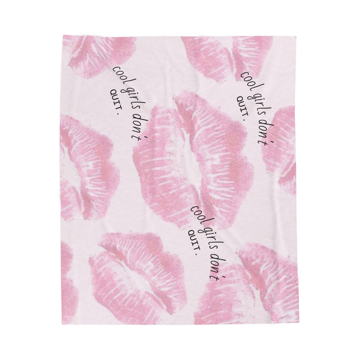 Velveteen Plush Blanket - Pink Kiss Print "cool girls don&