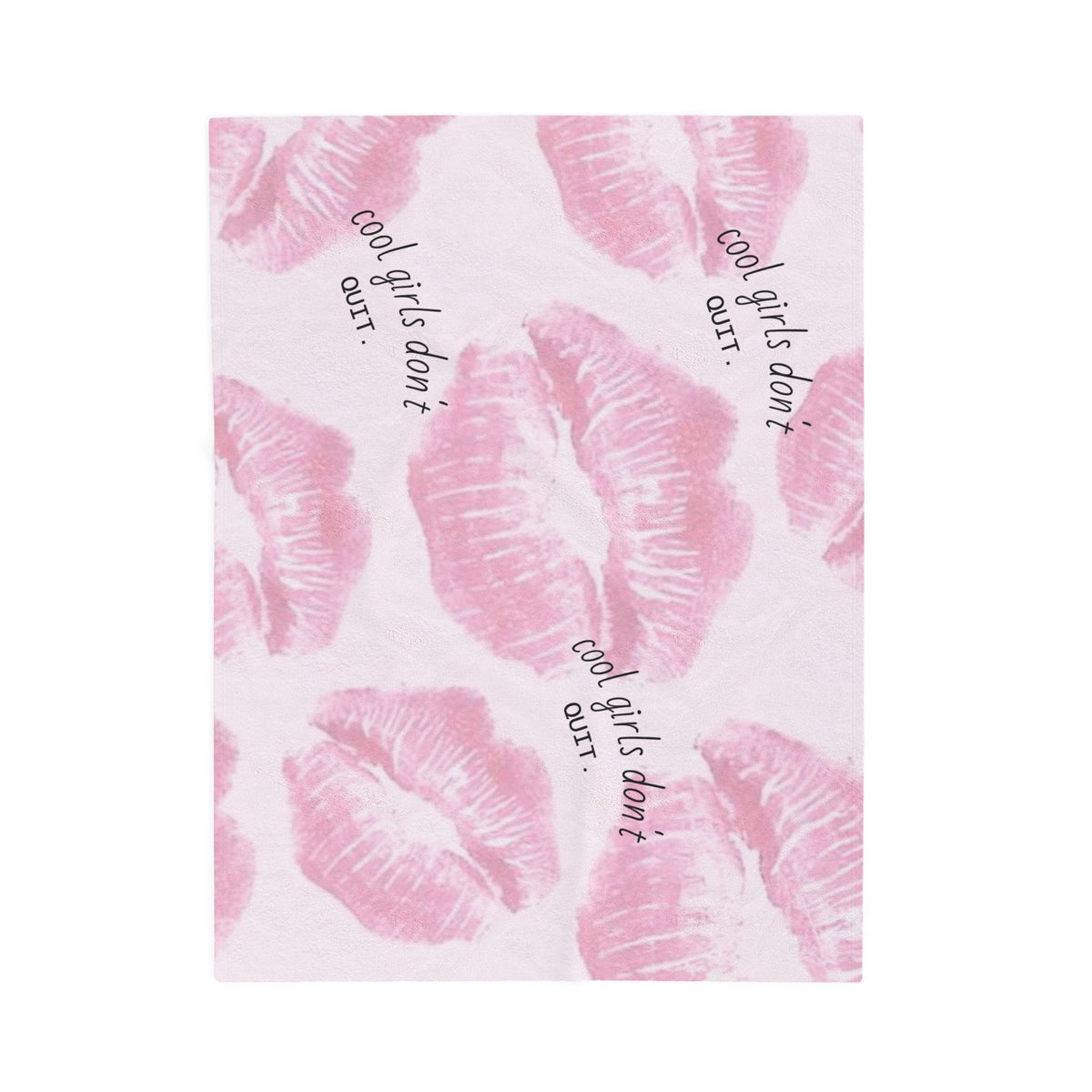 Velveteen Plush Blanket - Pink Kiss Print "cool girls don&