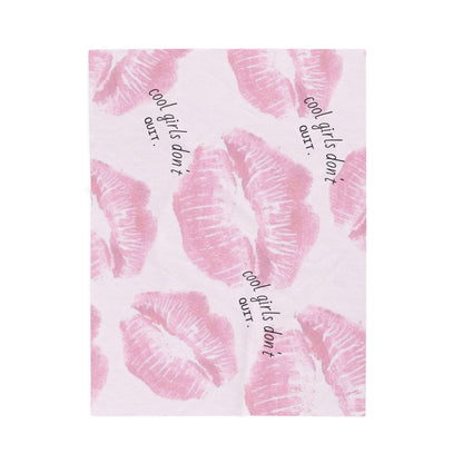 Velveteen Plush Blanket - Pink Kiss Print "cool girls don&
