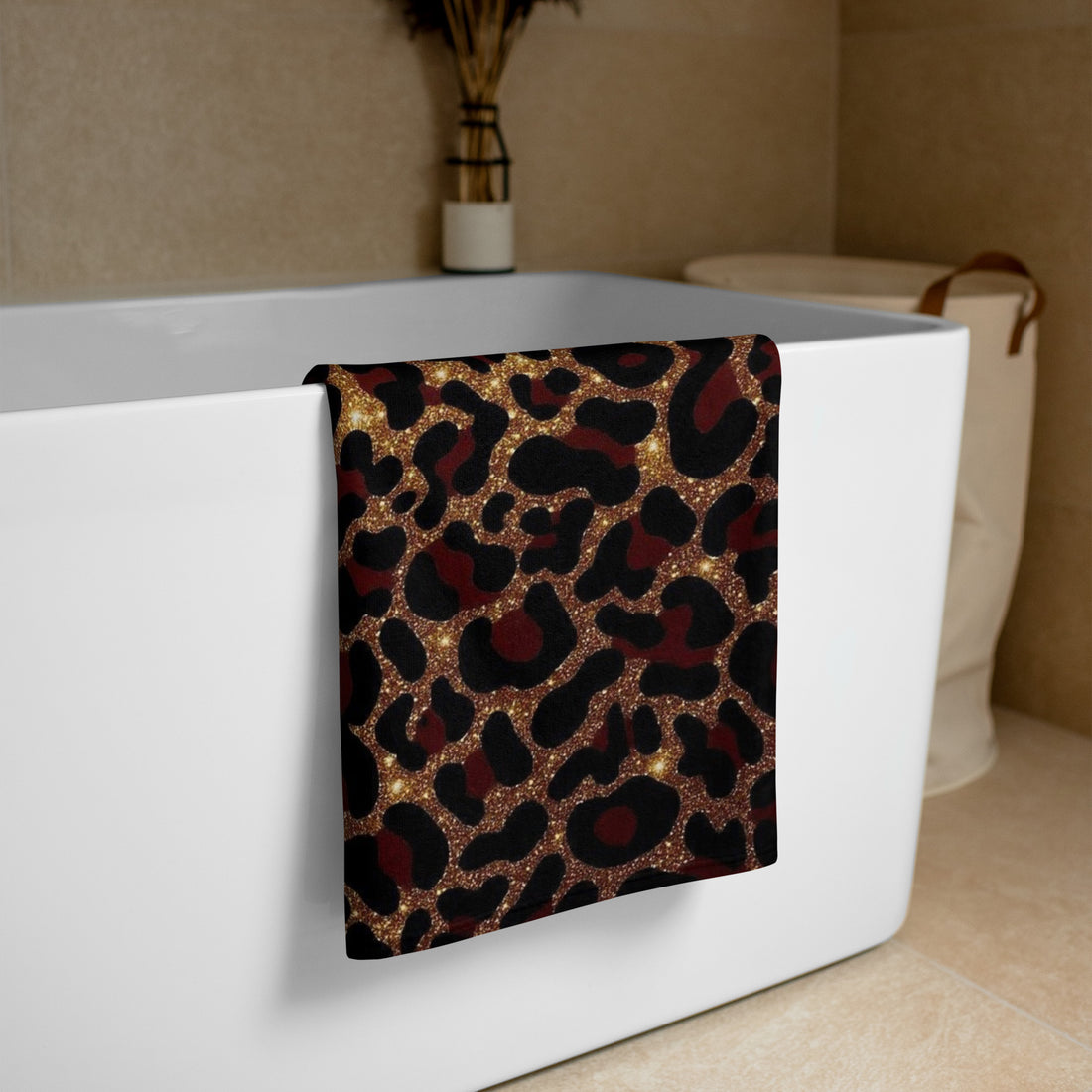 Gold x Red Leopard Print Towel bathroom essential