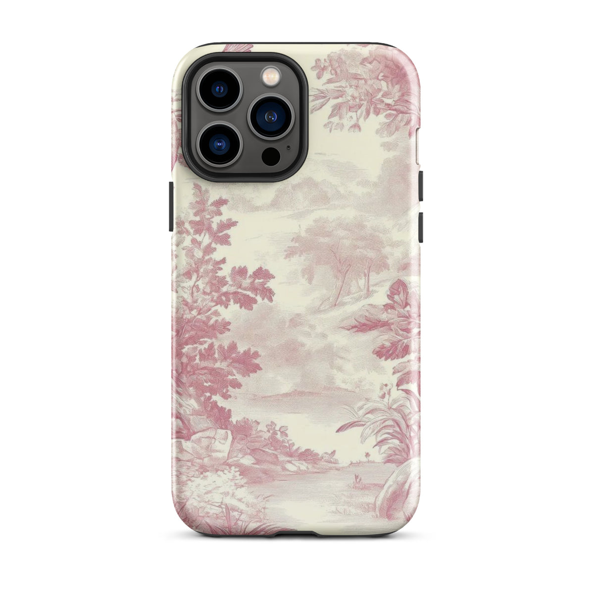 Blush Toile Case for iPhone featuring a blush toile-inspired design for elegant protection.